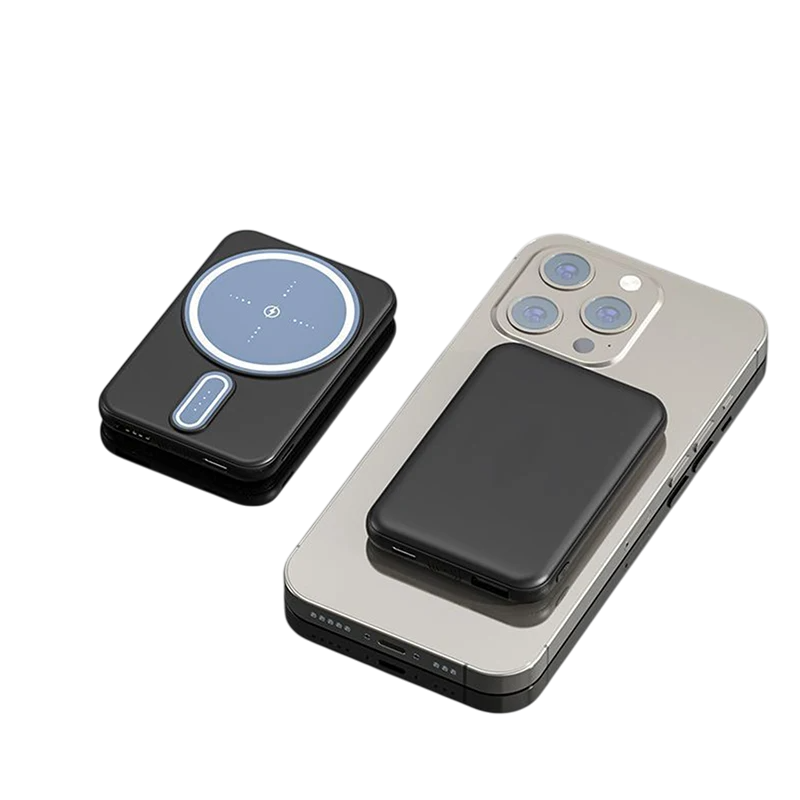 Wireless charging pad and smartphone on a white background