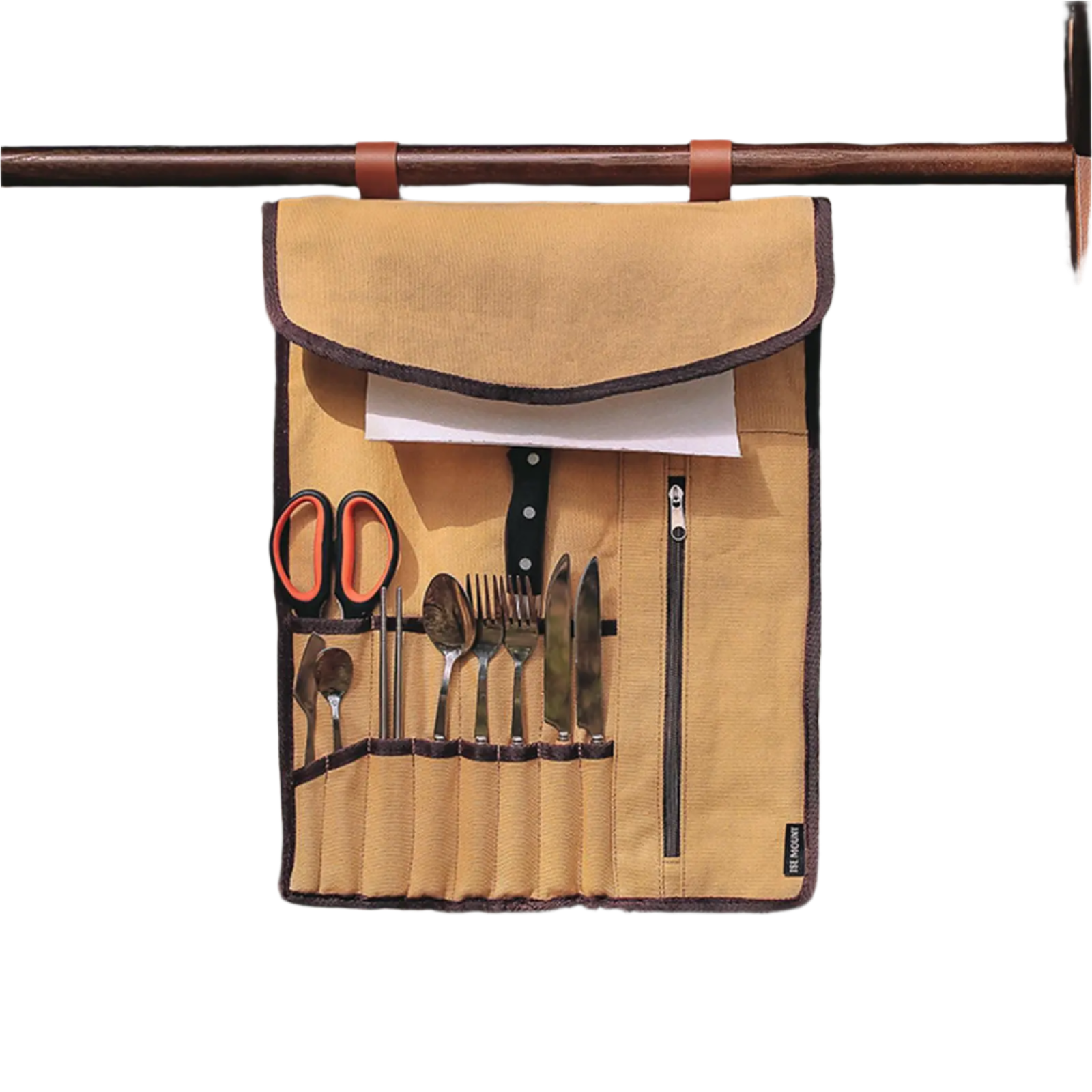 Canvas Camping Utensil Roll-Up Organiser