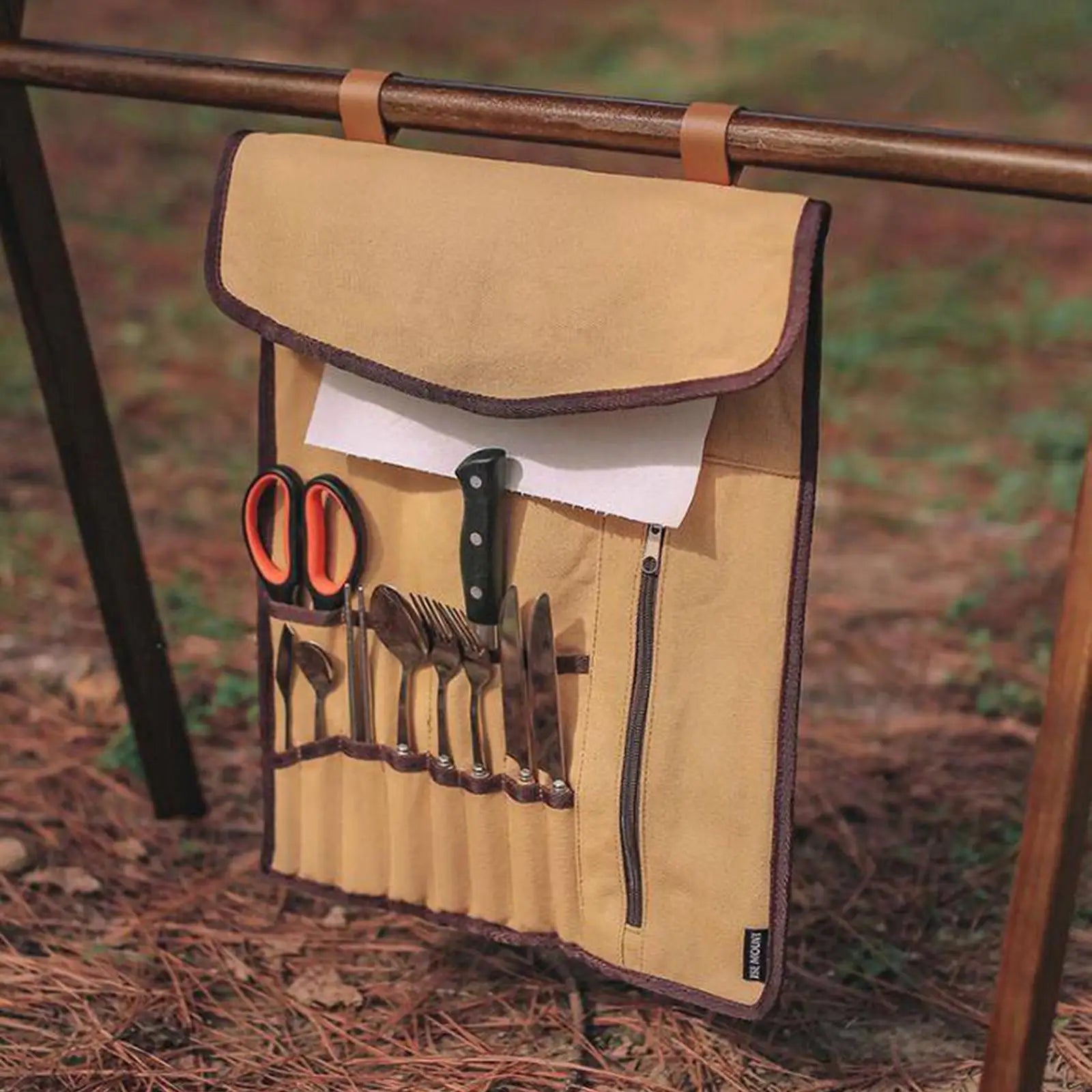 Canvas Camping Utensil Roll-Up Organiser