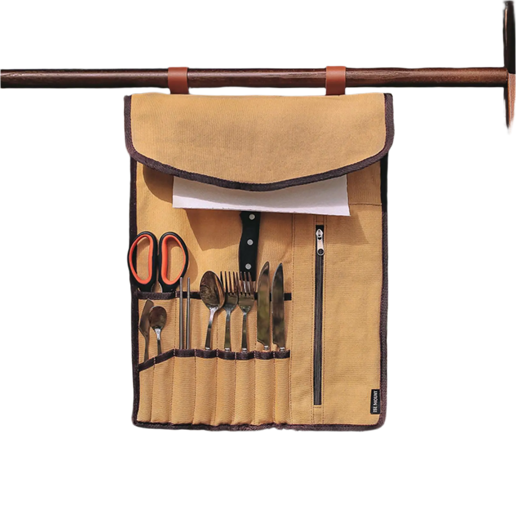 Canvas Camping Utensil Roll-Up Organiser