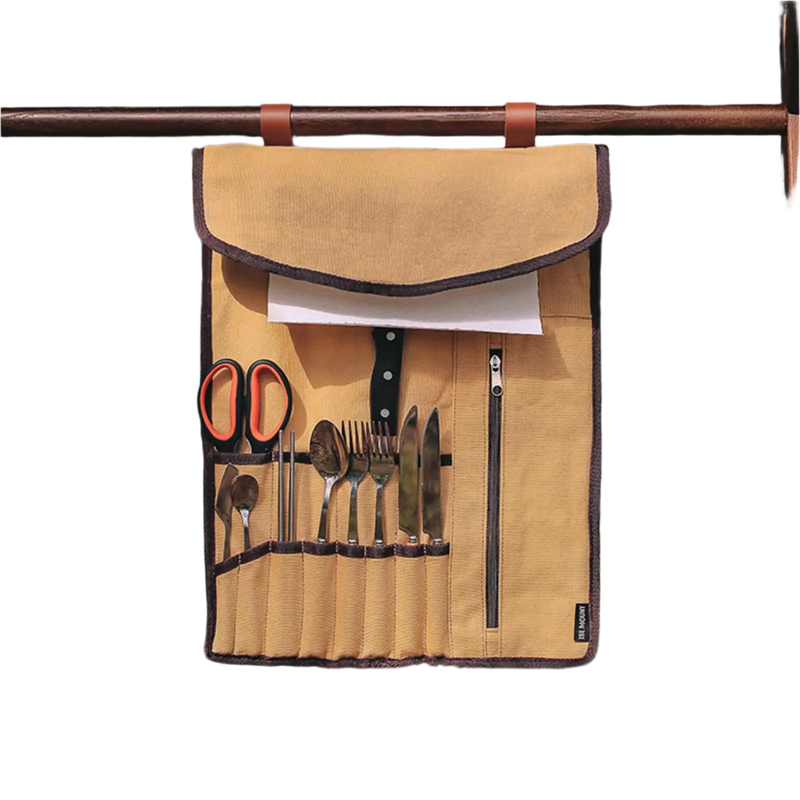 Canvas Camping Utensil Roll-Up Organiser