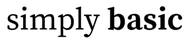 Black text 'simply basic' on a white background